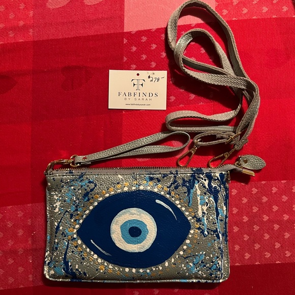 Handbags - Hand painted evil eye crossbody bag Brand New 🧿